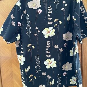 Floral Black Blouse with pretty yellow flowers